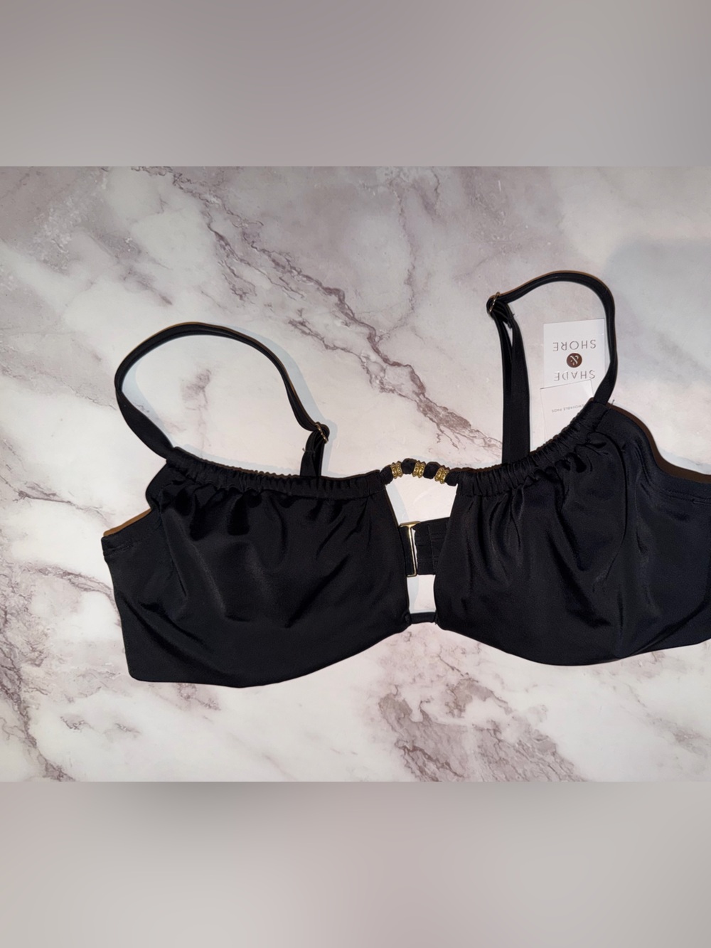 Target Black Bikini Top with Gold Accent Beads